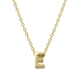 Close-up of gold 925 sterling silver necklace featuring a polished letter E pendant - Letter E / Gold