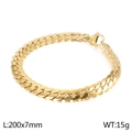 Golden 7mm cuban link bracelet in stainless steel with lobster clasp 200mm - 7mm Gold Style (KB138281-Z)