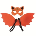 Set ali di pipistrello arancioni e maschera con orecchie di gatto in feltro per bambini - Bambini 0-5 Anni / Set Arancione