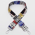 Adjustable woven shoulder strap with vintage colorful car license plate pattern and metal buckles - Style 360 / Silver