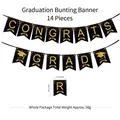 Black and gold 14-piece Congrats Grad banner set for 2026 graduation party decorations - Graduation Banner (CONGRATS GRAD!) / Black Gold