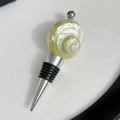 Decorative wine stopper with seashell top and stainless steel rubber seal - Linked Yellow Turban Stopper