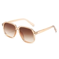 Square macaron sunglasses in champagne translucent frame with brown gradient lenses - Champagne Frame Double Tea Lens