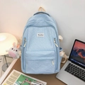 Light blue bubble textured backpack with cute rabbit charm and large capacity - No Pendant / Blue