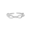 Verstellbarer Ring aus S925 Sterlingsilber mit Seil- und Unendlichkeitssymbol-Design - Einstellbar Offen / Doppellinien-Kreuz-Stil (JT947)