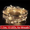 Guirlande lumineuse 1,5m 15-LED blanc chaud pour couronnes de Noël en bois - Guirlande Lumineuse 1.5m 15 LEDs Blanc Chaud