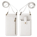 White crocodile pattern crossbody phone bag for women with shoulder strap and bronze hardware - White