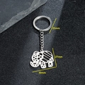 Bohemian elephant keychain in stainless steel with detailed cutout pattern and size dimensions - Decorative Striped Elephant (022)