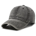 Gorra de béisbol de mezclilla gris lavada con costuras vintage y hebilla de metal - Negro