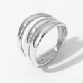 Minimalist silver triple-layered wide stainless steel ring with a high-polished finish - US 8 / Silver (PBJ298)