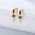 Goldene S925 Silber-Ohrhänger mit schwarzen Zirkonia im Punk-Stil-Design - Gold