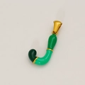 Gold-plated letter J pendant with three-tone green enamel inlay in dopamine style - J-Single Pendant (Green Segmented/Gold)