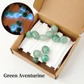 Green Aventurine natural stone LED string light with gift box for home bedroom decor - Green Aventurine Tumbled Stones String Light - 2m Flat Switch