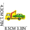 Detailed view of yellow tow truck embroidery patch with 8.5cm by 4.3cm dimensions - Trailer
