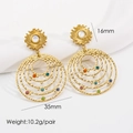 Détails de boucles d'oreilles bohèmes en or 14K avec pierres colorées et dimensions - Coquille Blanche - Zirconia Coloré