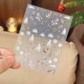 White and gold Christmas nail stickers with snowflakes and reindeer, model YT4368 - Embossed Silver Foil YT4368si / Silver/White