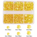 Lemon yellow flatback rhinestone set in 6-grid box for nail art and DIY crafts - Lemon Yellow