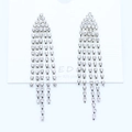 Elegant silver-toned long tassel earrings with sparkling rhinestones and S925 silver posts - Silver - Triangle Head 5 Tassels