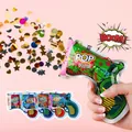 Green inflatable confetti toy gun with colorful sequins for children celebrations - Automatic Inflatable Confetti Gun