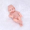 20cm reborn baby doll in pink polka dot knit outfit on soft white plush background - Brown Pink Polka Dot