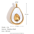 18K gold plated stainless steel avocado heart pendant with white shell inlay details - Avocado Pendant - Gold