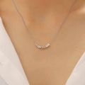 French style silver necklace with minimalist metal beads and polished mirror finish - Simple Rectangular Metal Block Necklace (2024) / Bright Silver
