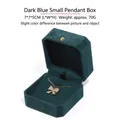 Navy blue octagonal velvet jewelry box with a golden bow necklace inside 7x7x5cm - Ring Box / Navy Blue