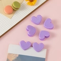 Set of 6 minimalist purple heart-shaped plastic clips for paper and office decor - Purple