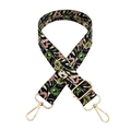 Floral print wide replacement strap for shoulder bags with golden metal clasps - Style 136 + Gold Hook