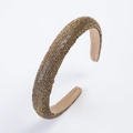 Luxe wide padded headband with sparkling amber rhinestones and soft suede inner lining - Khaki