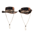 Detail of camouflaged tactical boonie hat with adjustable chin strap and side vents - Jungle Tactical Camo