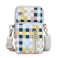 Bolso para móvil con patrón de mosaico colorido y cremallera de corazón metálica - Rejilla de Colores