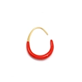 Close-up of elegant U-shaped gold earrings with vibrant red enamel drop details - 39*29mm / Full Coverage / Red