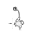 Silver stainless steel belly button ring with clover zircon design and 1.16cm dimension - Silver Four-Leaf Clover Style