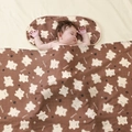 Soft muslin bamboo cotton baby blanket and pillow set with brown bear pattern - Bear Pudding