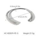 Detailansicht eines silbernen Armreifs mit 0,35cm Breite und Perlenbesatz-Details - Perlen-Silber-Stil (HC-B20019-PE-S)