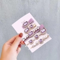 Five-piece purple crystal and pearl hair clip set with elegant golden alloy base - Crystal Purple Velvet 5-Piece Set