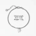 Double-layer stainless steel bracelet with oval chain, snake bone link and pearl charm - Double Layer Bracelet (B748) / Silver