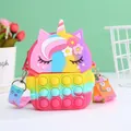 Rainbow unicorn silicone pop it shoulder bag for kids with adjustable printed strap - Orange Gradient