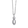 Polished silver alphabet pendant necklace with teardrop charm on a plain white background - Letter I