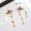 Pink and blue gradient butterfly hair clip with gold tassels and white pearls - Best Seller / Purple Butterfly Style (X794)