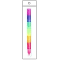 Multi-color stackable bear highlighter with pink purple blue green yellow segments - Bag Packaging / Transparent Cylindrical Shape