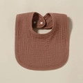 Soft muslin cotton baby bib in rust red with adjustable double snap button closure - Cinnabar Red