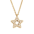 Collar de acero inoxidable dorado con colgante de estrella y circonitas en cadena O - Dorado