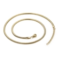 Elegante vergoldete flache Schlangenkette Halskette mit Karabinerverschluss und Verlängerung - 3mm Breit - 450mm Lang (KN197018-Z) / Gold