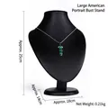 Jewelry display stand with a green emerald necklace on a large black mannequin bust - American Style Bust Display Large (Black)
