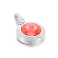 Polished silver pendant with salmon red faceted crystal stone on white background - Pink Orange Gemstone Silver Base (KP100732-K)