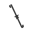 Detail of black metal wreath door hanger with star decorative element on white background - Star (Black)