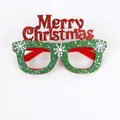 Christmas glasses with green glitter frames and red Merry Christmas text design - Green Merry Christmas Glasses