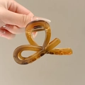 Handheld minimalist amber brown hair claw clip with golden metal spring for high ponytail - #9 Matte Amber Approximately 8cm
